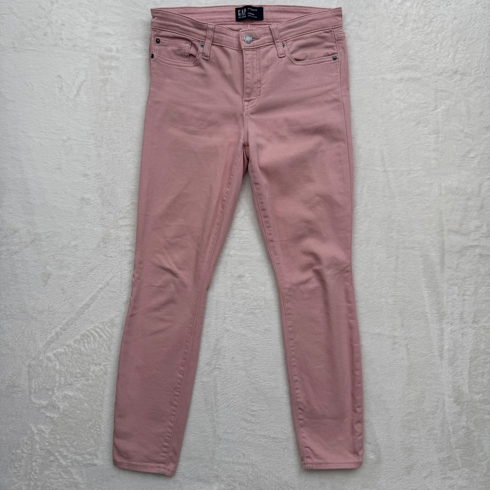 Gap Legging‎ Jeans Womens 27 Pink Denim Skinny Mid Rise Solid Stretch Pants